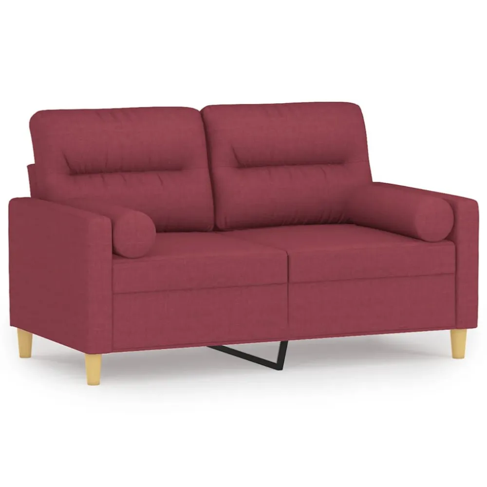 Sofá 2 lug. + almofadas decorativas 120cm tecido vermelho tinto com Encosto Ajustável
