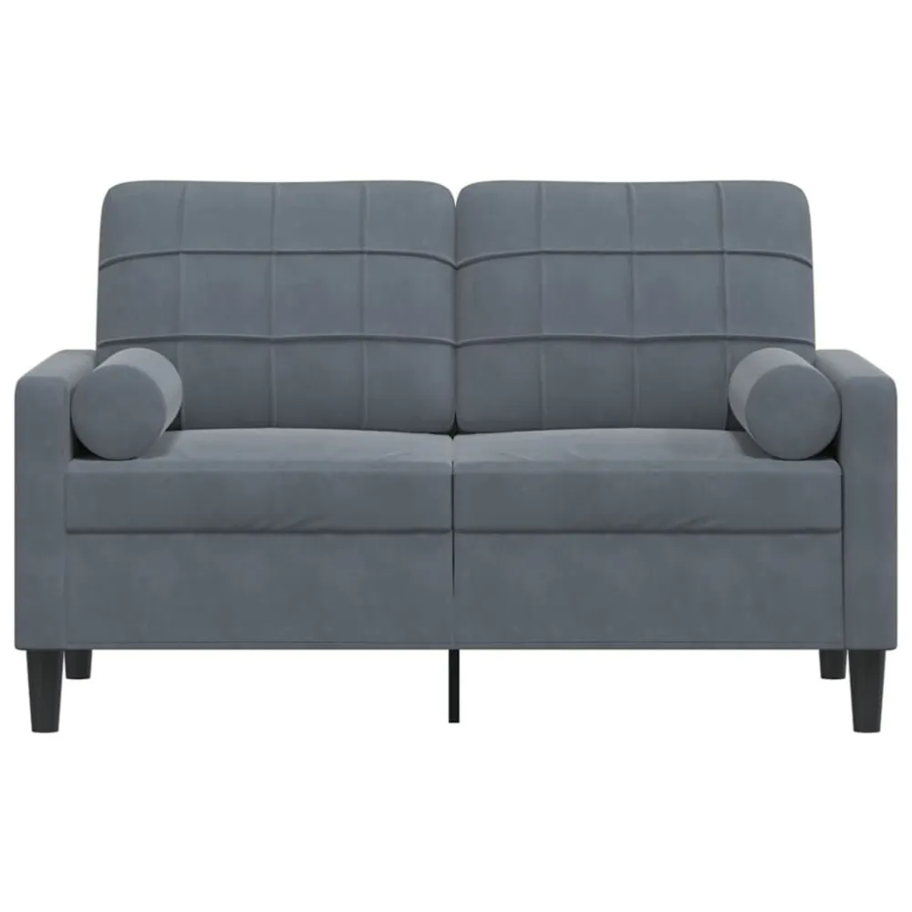 Sofá 2 lug. com almofadas decorativas 120 cm veludo cinza-escuro Fácil de Guardar