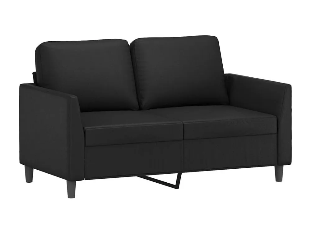 Sofá de 2 lugares 120 cm couro artificial preto com Encosto Ajustável