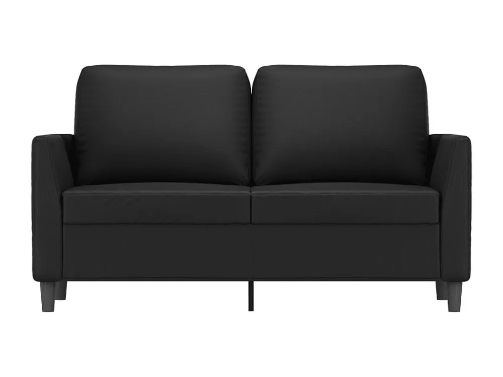 Sofá de 2 lugares 120 cm couro artificial preto com Encosto Ajustável