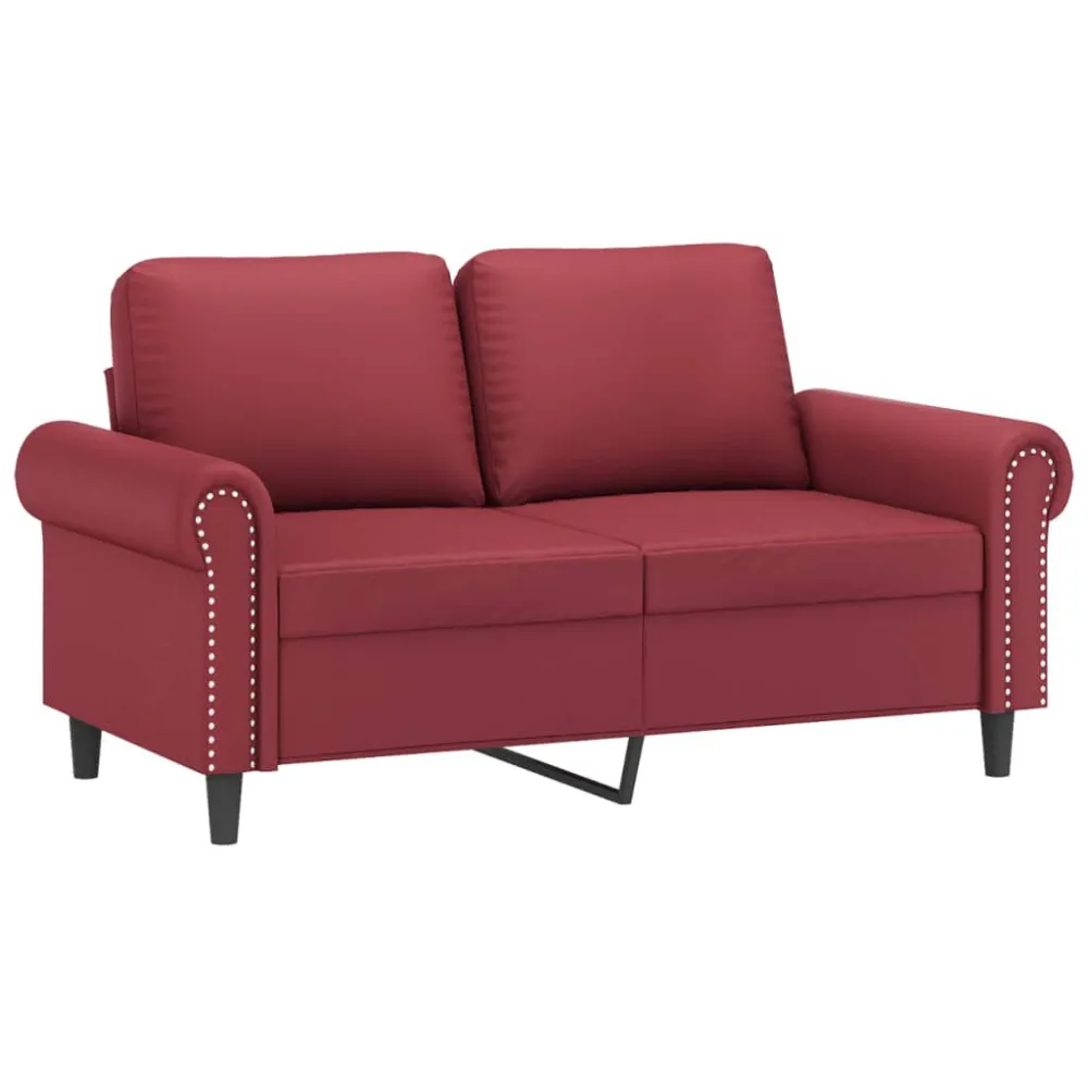 Sofá de 2 lugares 120 cm couro artificial vermelho tinto para Piscina e Jardim