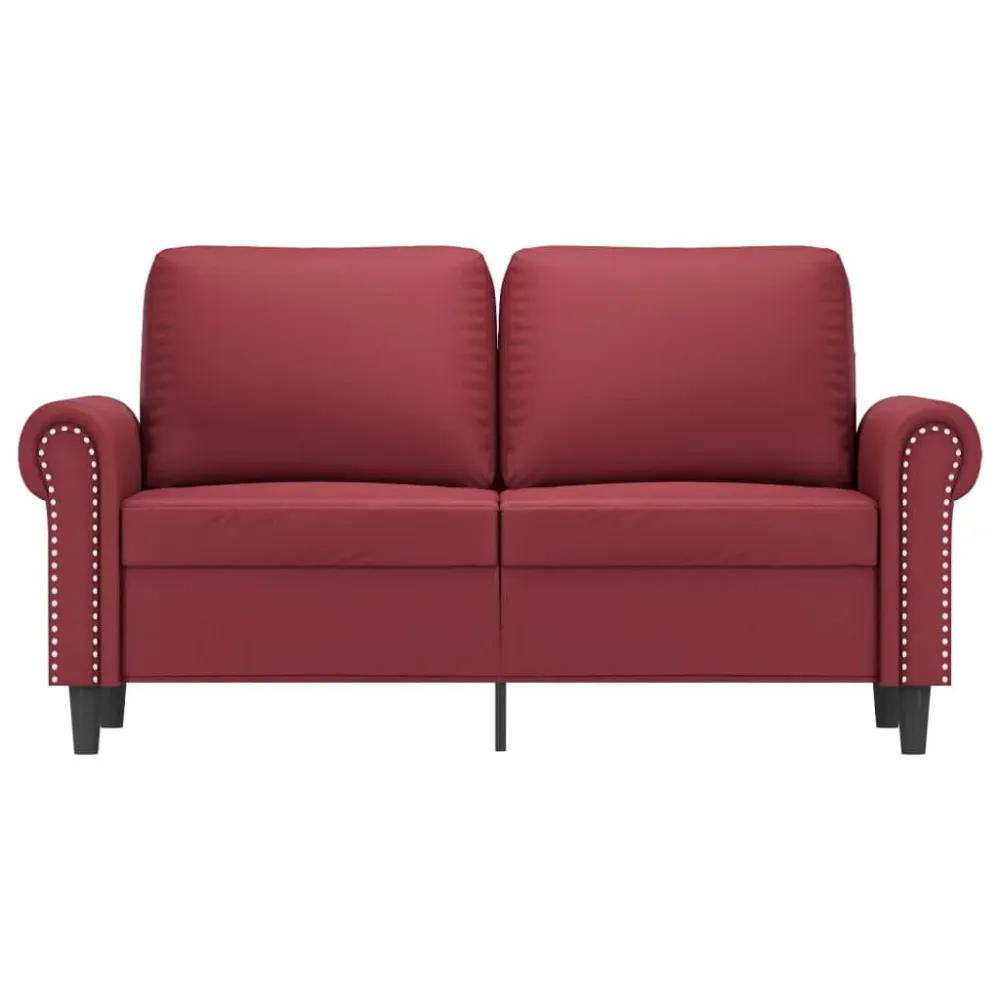 Sofá de 2 lugares 120 cm couro artificial vermelho tinto para Piscina e Jardim