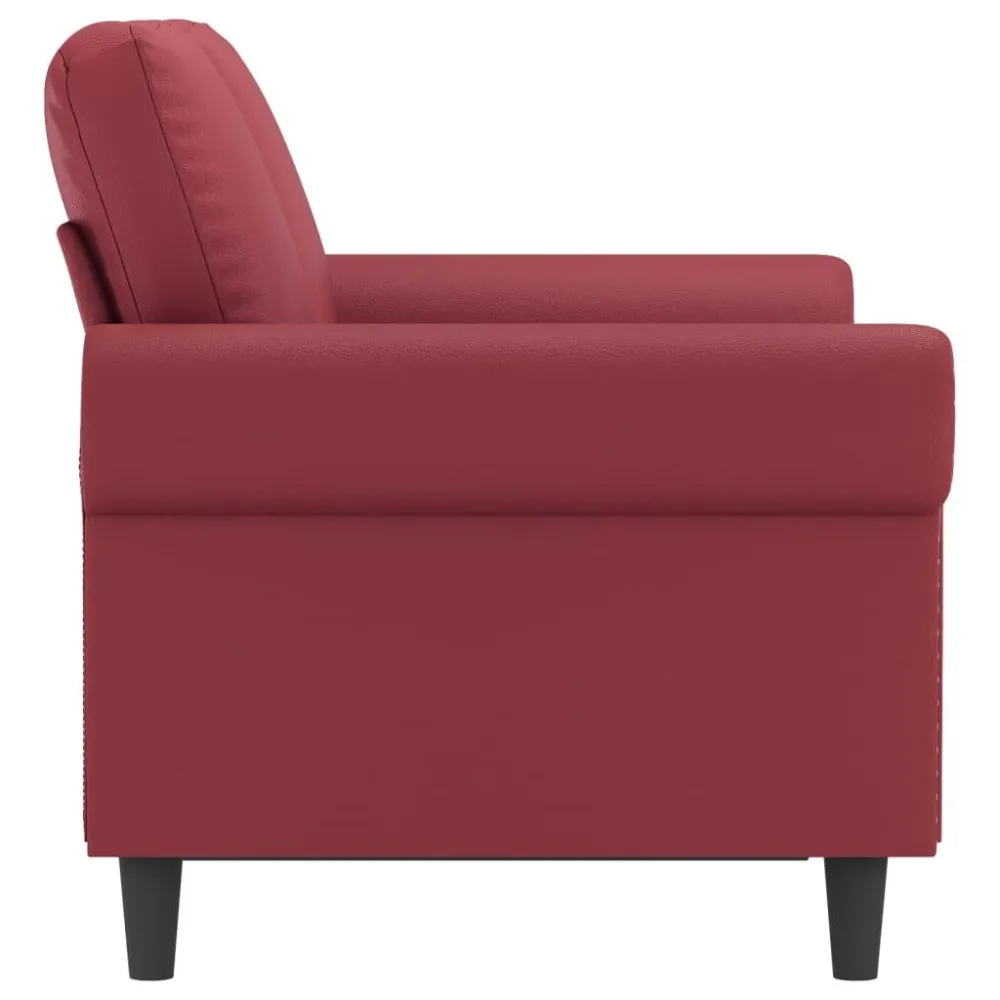 Sofá de 2 lugares 120 cm couro artificial vermelho tinto para Piscina e Jardim