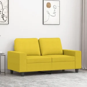 Sofá de 2 lugares 120 cm tecido amarelo-claro com Estrutura em Alumínio