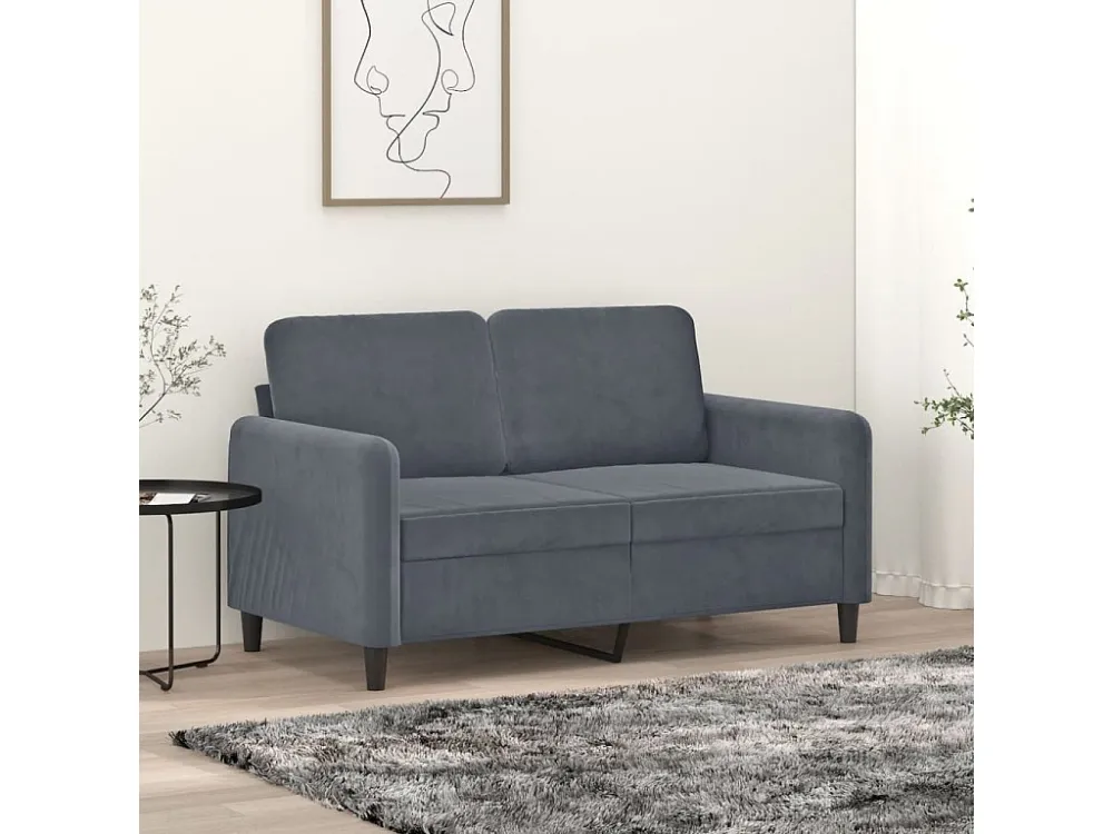 Sofá de 2 lugares 120 cm veludo cinza-escuro | Resistente à Chuva | Confortável