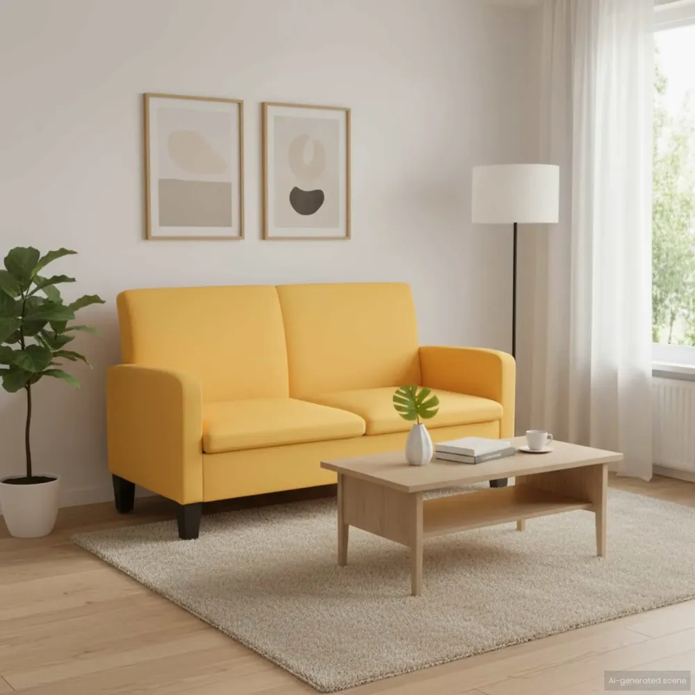 Sofá de 2 lugares 135x65x76 cm amarelo em Tecido Sunbrella