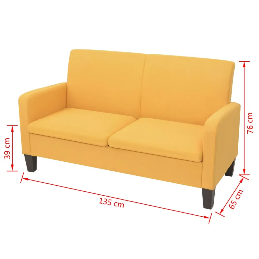 Sofá de 2 lugares 135x65x76 cm amarelo em Tecido Sunbrella