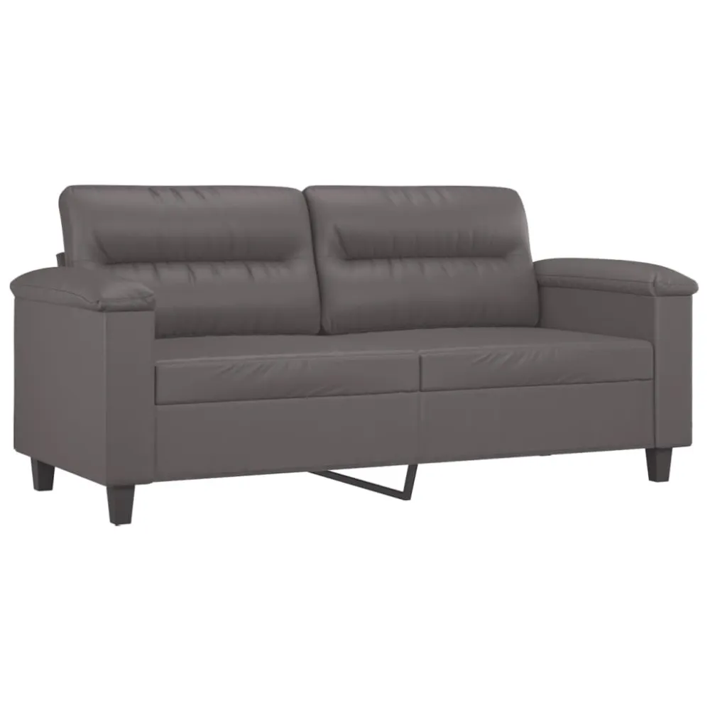 Sofá de 2 lugares 140 cm couro artificial cinza para Piscina e Jardim