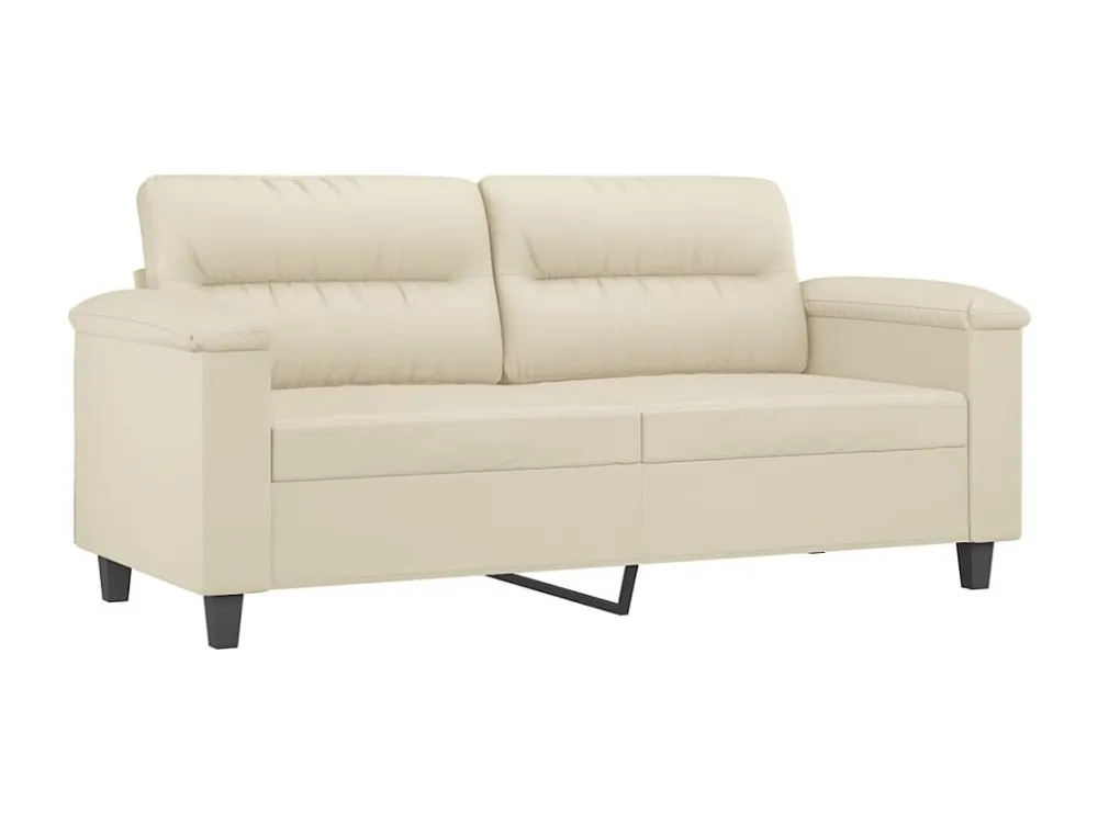 Sofá de 2 lugares 140 cm couro artificial cor creme | Montagem Fácil e Rápida