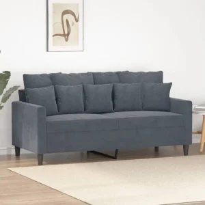 Sofá de 2 lugares 140 cm veludo cinza-escuro em Ferro Forjado