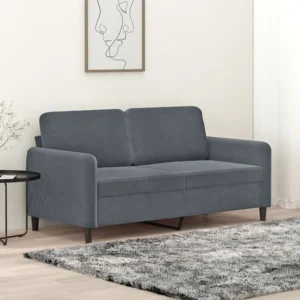 Sofá de 2 lugares 140 cm veludo cinza-escuro em Ferro Forjado