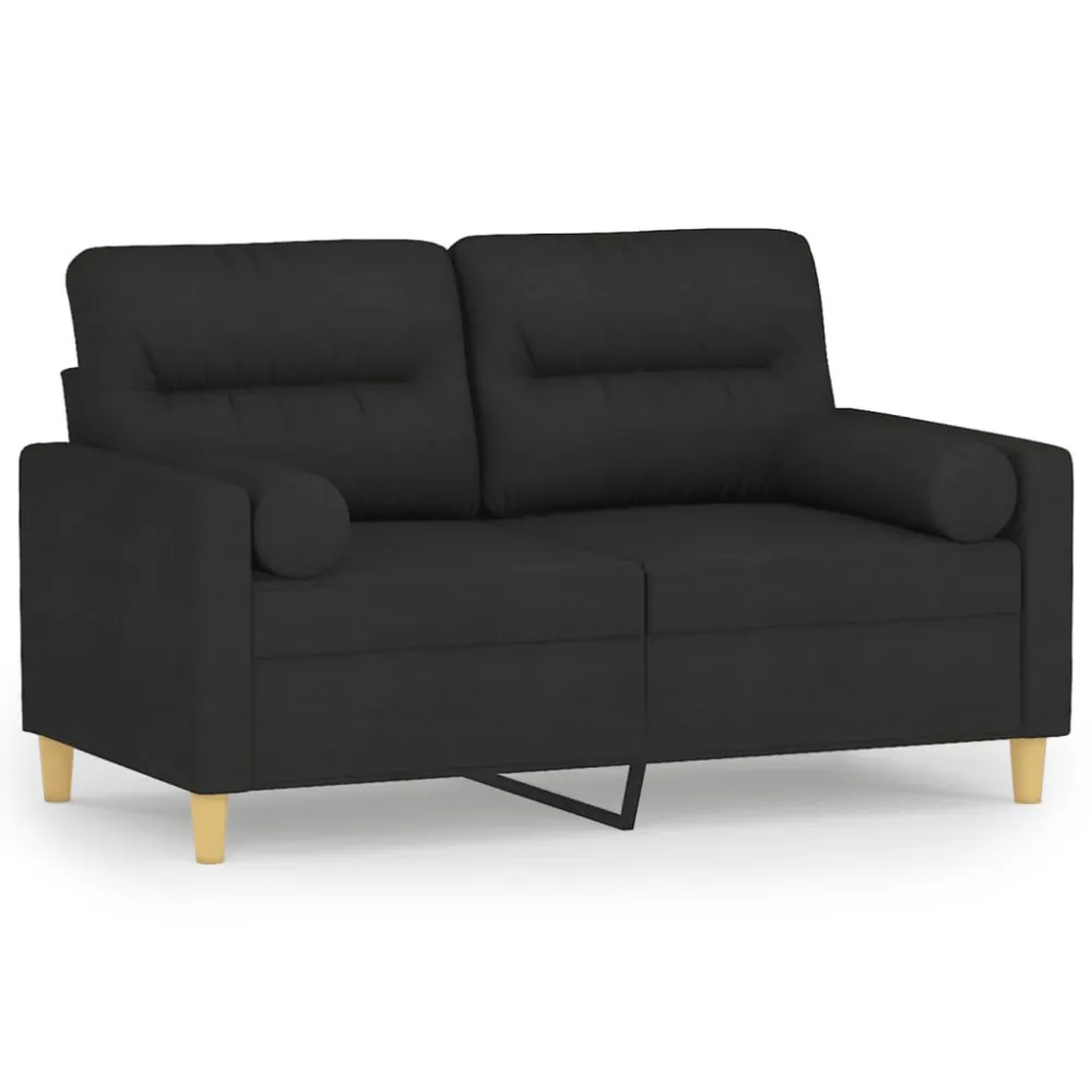 Sofá 2 lugares + almofadas decorativas 120 cm tecido preto em Ferro Forjado