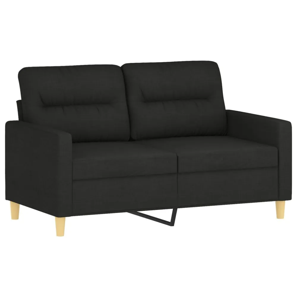 Sofá 2 lugares + almofadas decorativas 120 cm tecido preto em Ferro Forjado