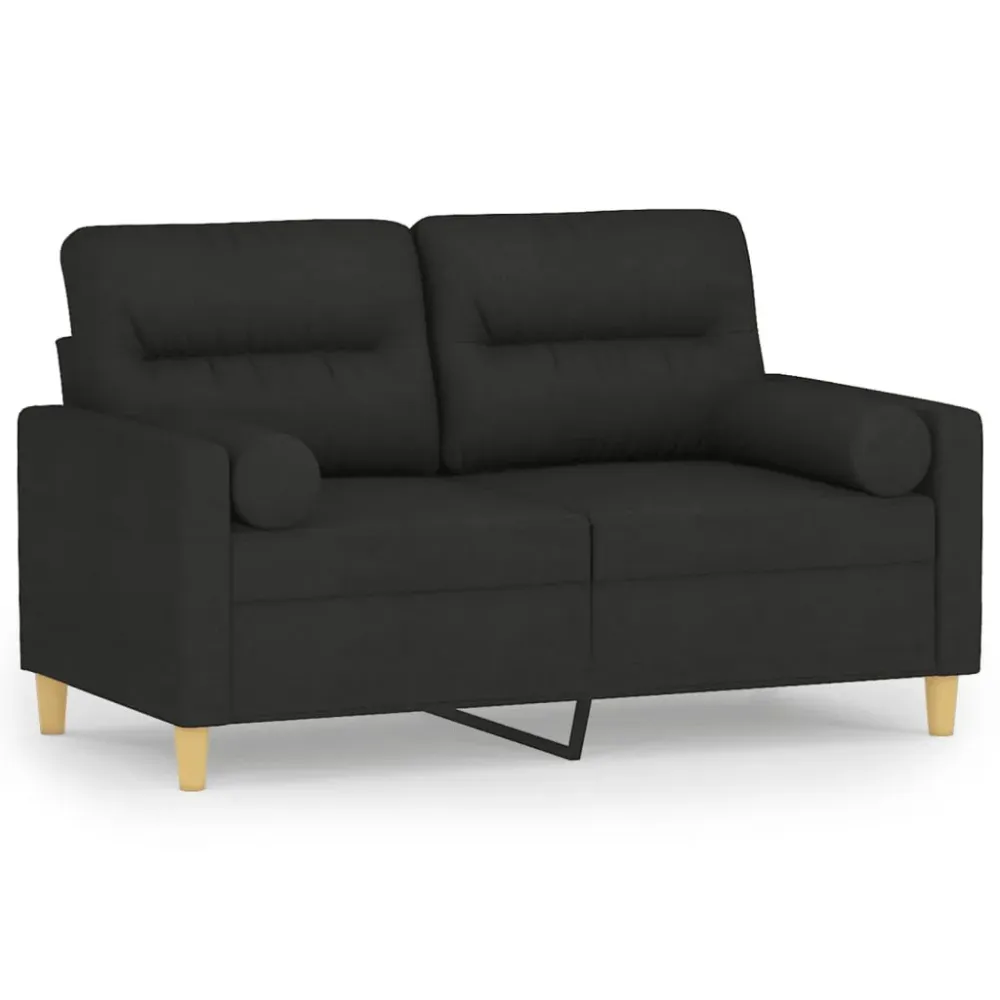 Sofá 2 lugares + almofadas decorativas 120 cm tecido preto em Ferro Forjado