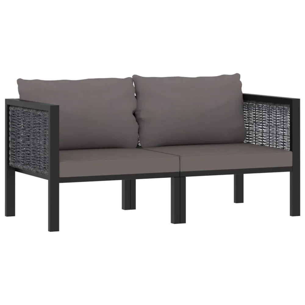 Sofá de 2 lugares com almofadões vime PE antracite para Piscina e Jardim