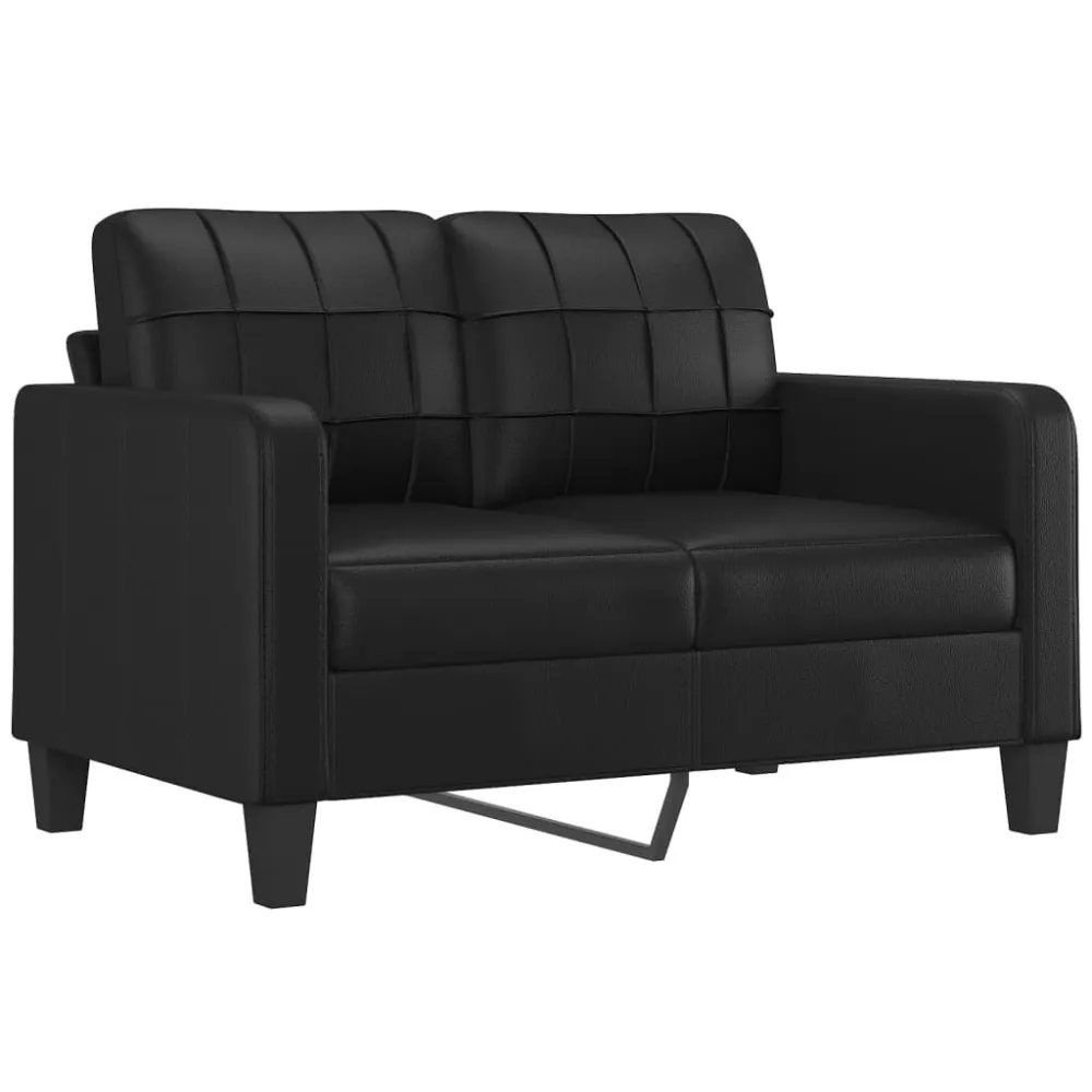 Sofá de 2 lugares com defeito 120 cm couro artificial preto com Revestimento em Textilene