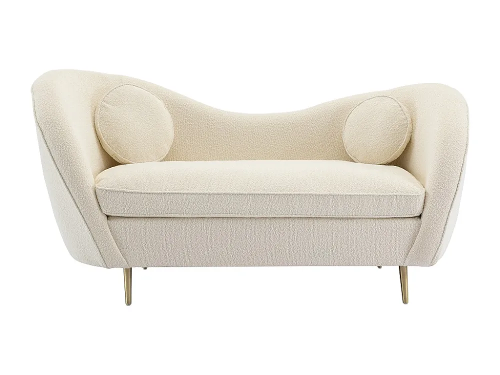 Sofá de 2 lugares em tecido bouclé branco estilo art déco ORMARA com Encosto Ajustável