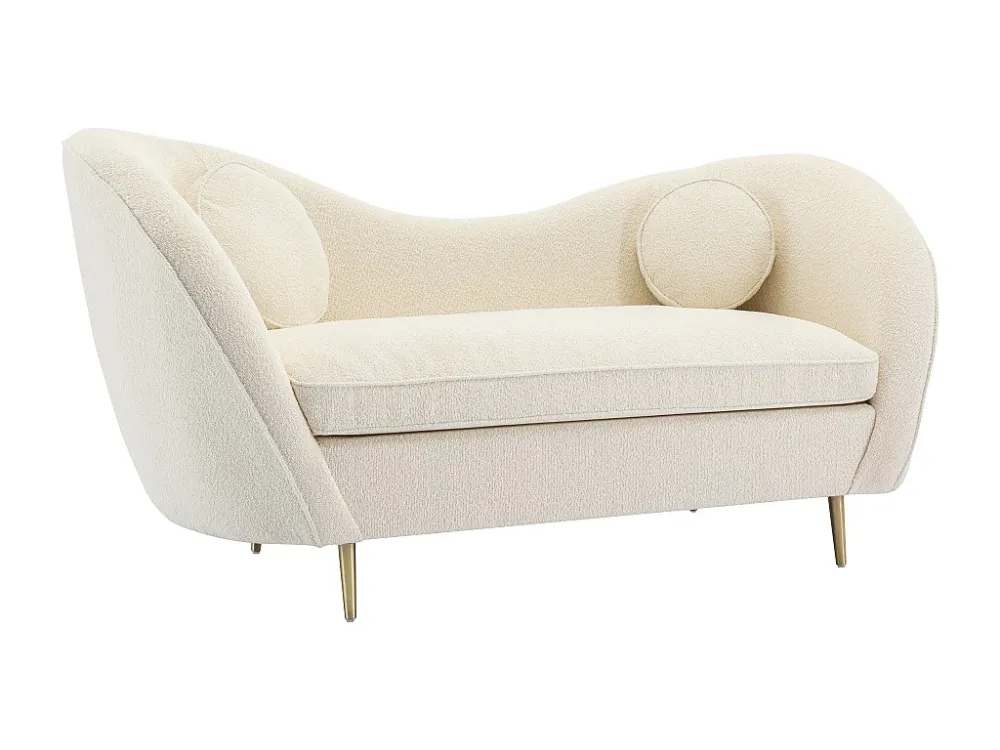 Sofá de 2 lugares em tecido bouclé branco estilo art déco ORMARA com Encosto Ajustável