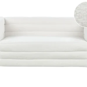 Sofá de 2 lugares em tecido bouclé branco-creme HOFN com Encosto Ajustável