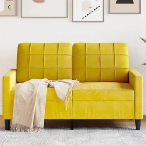 Sofá de 2 lugares veludo 120 cm amarelo | Resistente à Chuva | Confortável