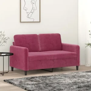 Sofá de 2 lugares veludo 120 cm vermelho tinto com Revestimento em Textilene