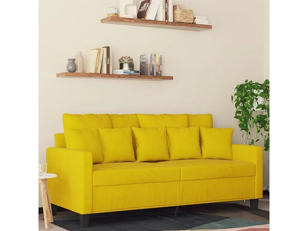 Sofá de 2 lugares veludo 140 cm amarelo em Tecido Sunbrella