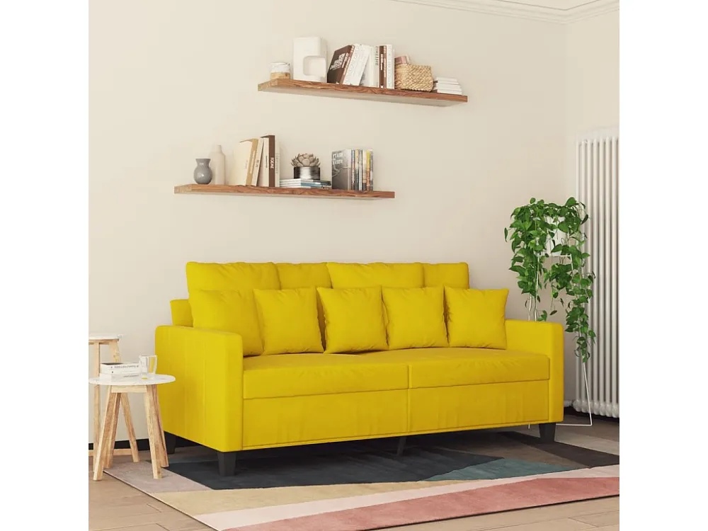 Sofá de 2 lugares veludo 140 cm amarelo em Tecido Sunbrella