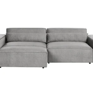 Sofá modular 2 lugares com repousa-pés em tecido cinzento HELLNAR