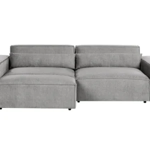 Sofá modular 2 lugares com repousa-pés em tecido cinzento HELLNAR