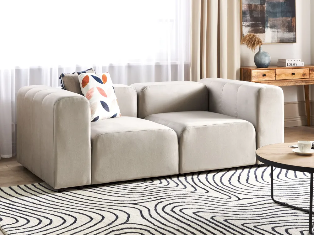 Sofá modular 2 lugares em veludo creme FALSTERBO