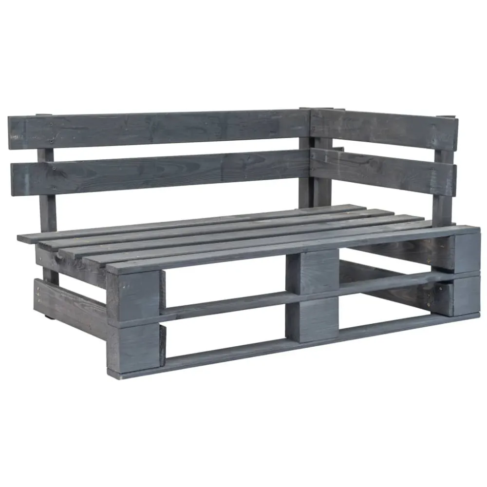 Sofá de paletes 2 lugares com almofadões pinho impregnado cinza para Piscina e Jardim