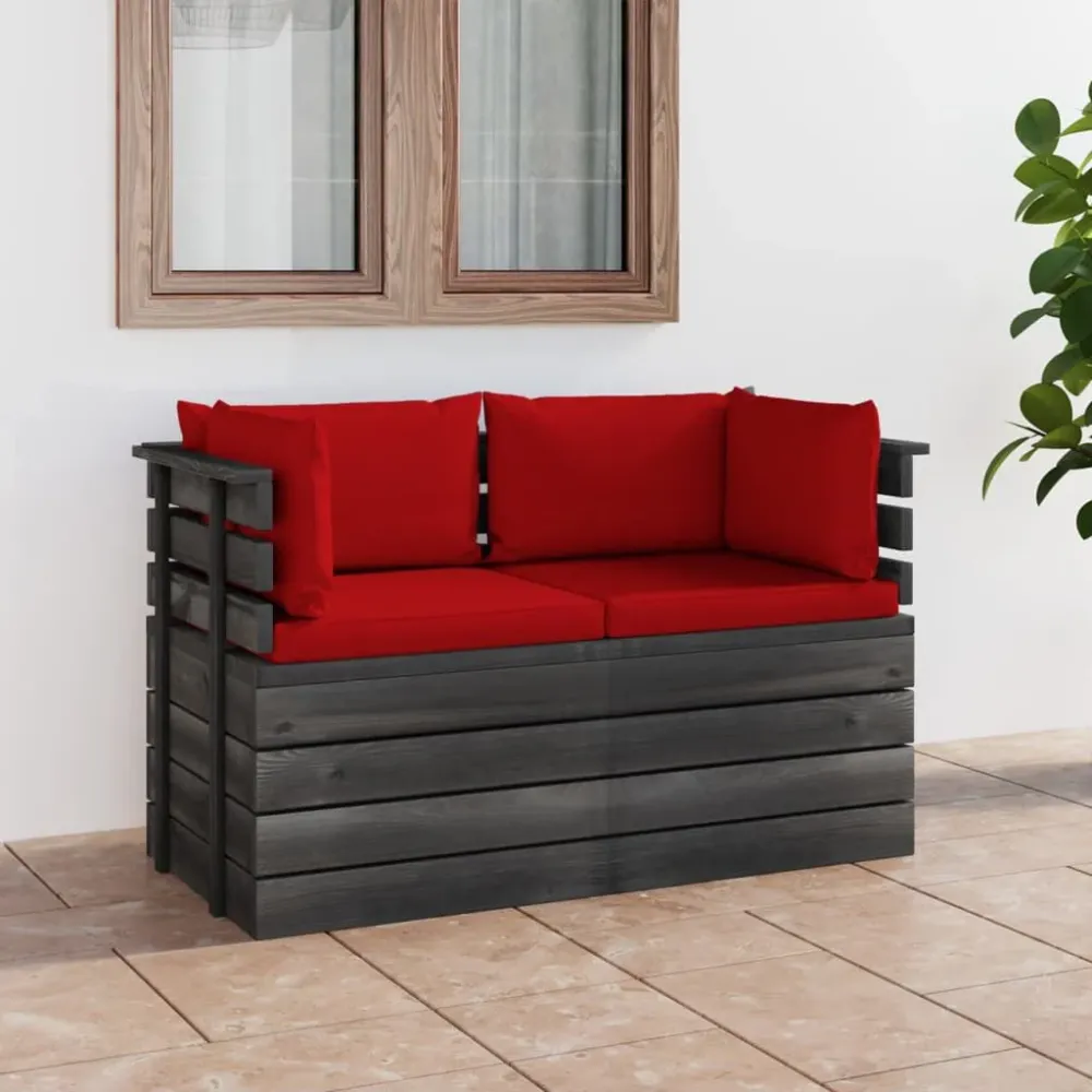 Sofá paletes 2 lugares para jardim com almofadões pinho maciço para Piscina e Jardim