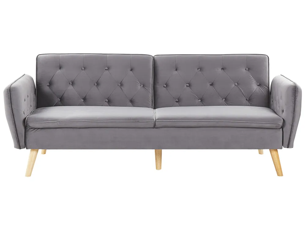 Sofá-cama 2 lugares em cinzento BARDU com Apoio para Bebidas