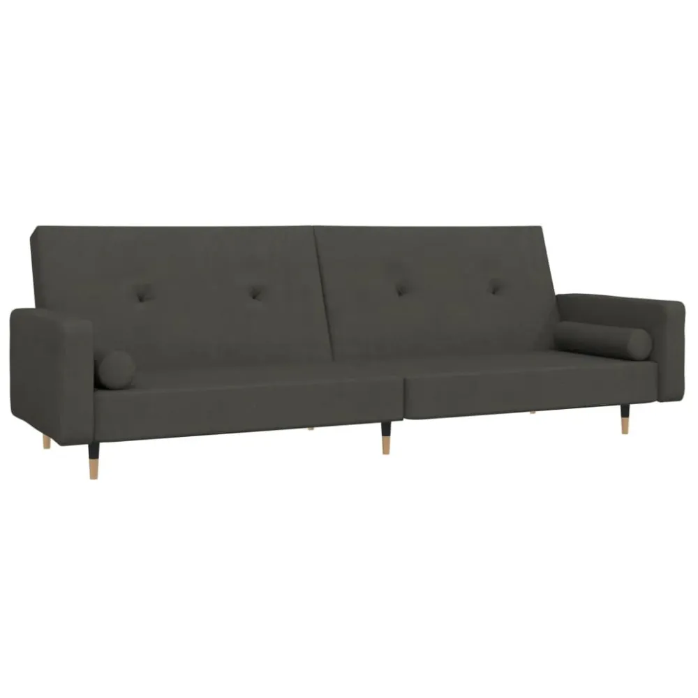 Sofá-cama 2 lugares com duas almofadas veludo cinzento-escuro Fácil de Guardar