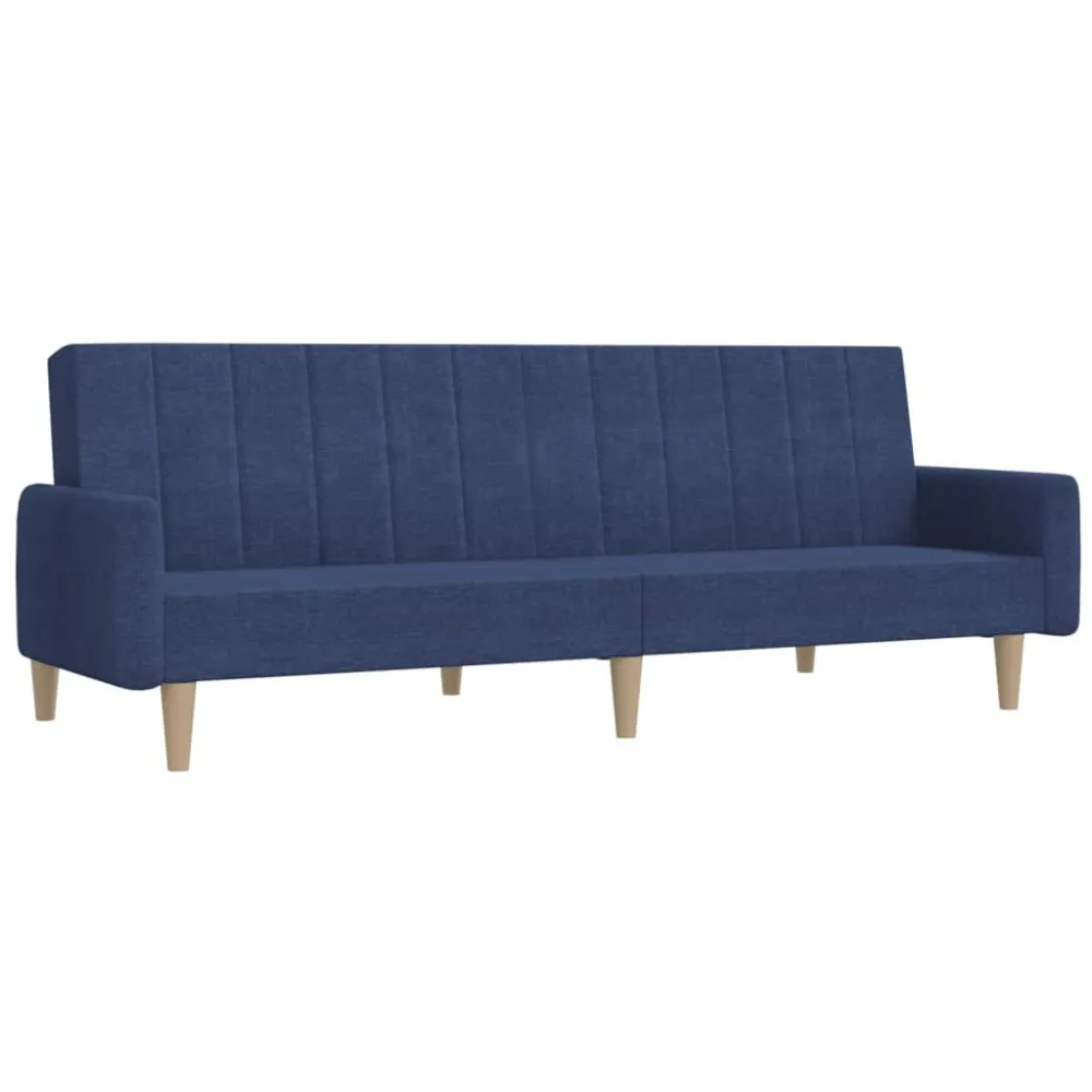 Sofá-cama de 2 lugares tecido azul com Revestimento em Textilene