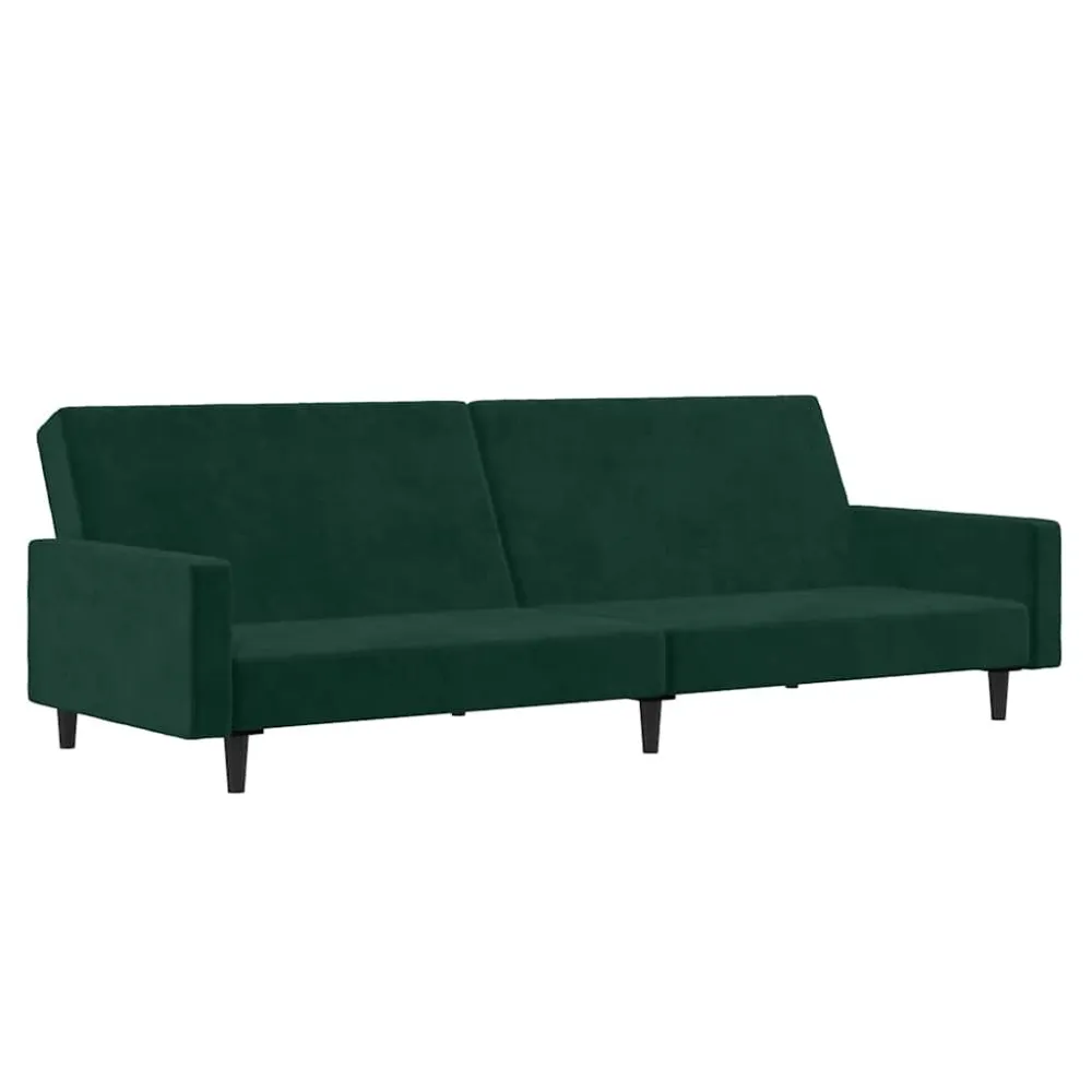 Sofá-cama de 2 lugares veludo verde-escuro para Relaxamento ao Ar Livre