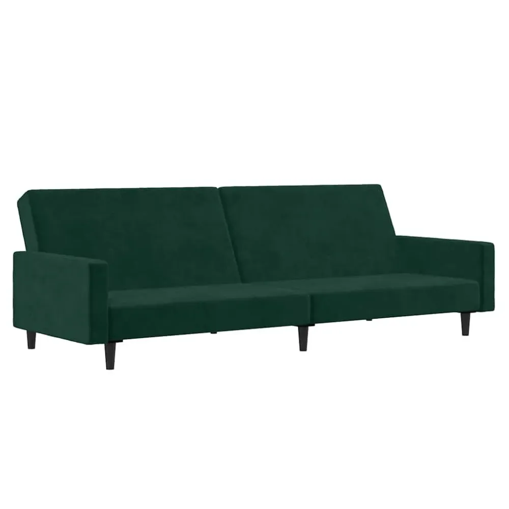 Sofá-cama de 2 lugares veludo verde-escuro para Relaxamento ao Ar Livre