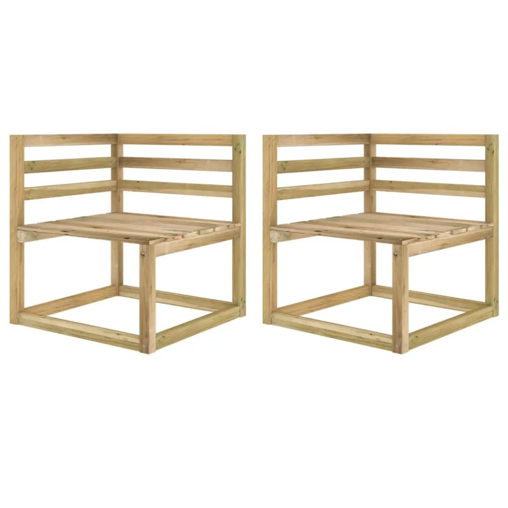Sofás de canto paletes para jardim 2 pcs pinho impregnado verde com Revestimento em Textilene