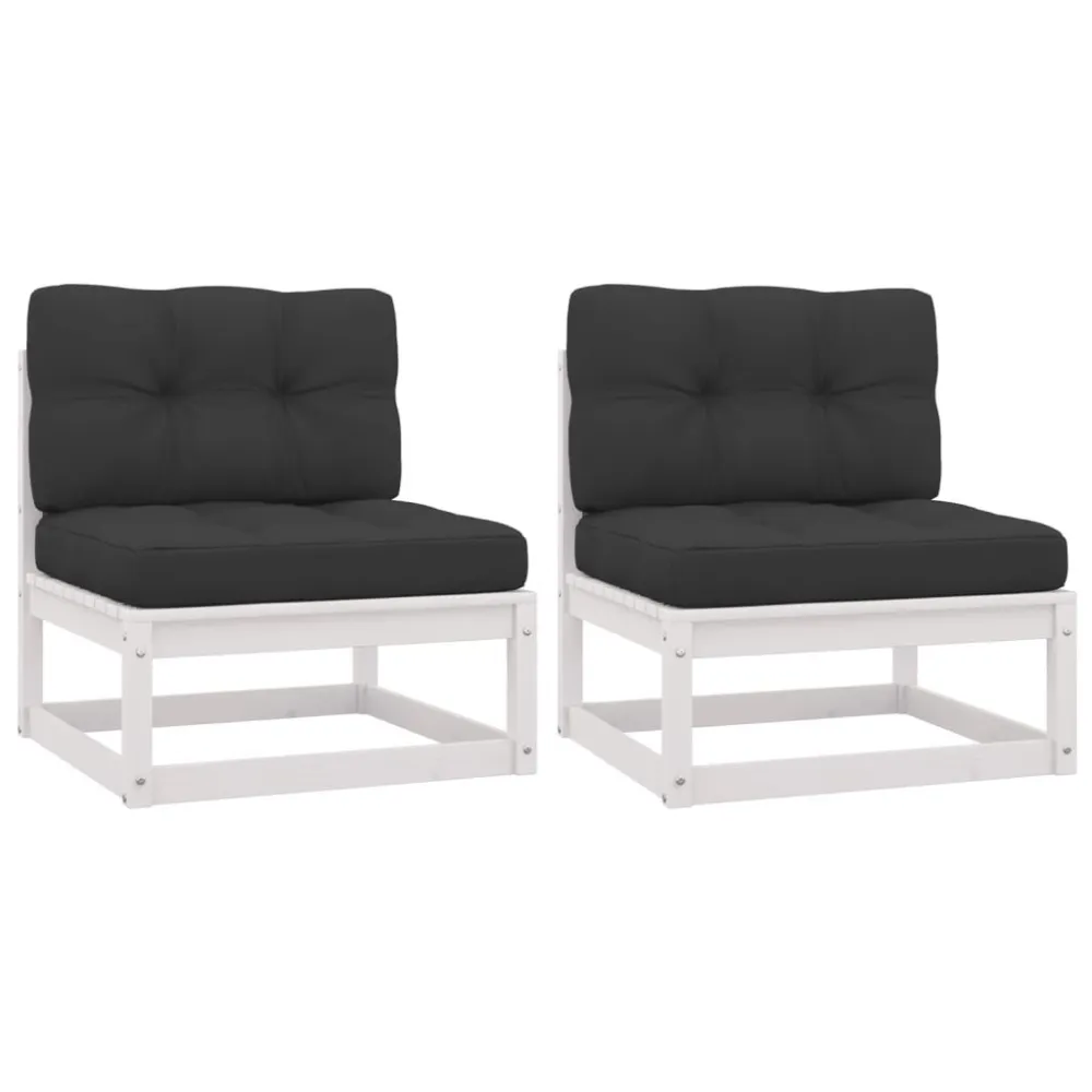 Sofás de centro jardim almofadões antracite 2 pcs pinho maciço com Almofada Inclusa