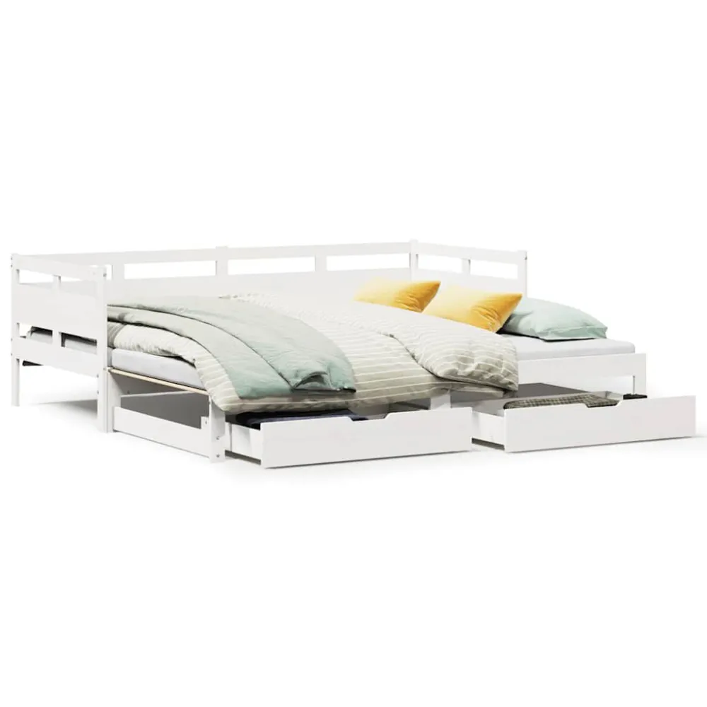 Aparador com Portas Sofá-cama com gavetão e gavetas sem colchão 90x200 cm branco