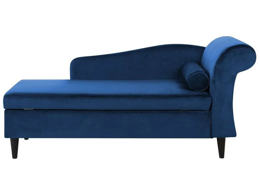 Chaise-longue à direita em veludo azul marinho LUIRO para Apartamento Pequeno