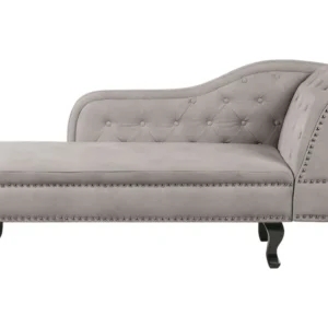 Chaise-longue à direita em veludo taupe NIMES Compatível com TV de 65"