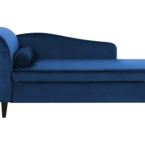 Chaise-longue à esquerda em veludo azul marinho LUIRO