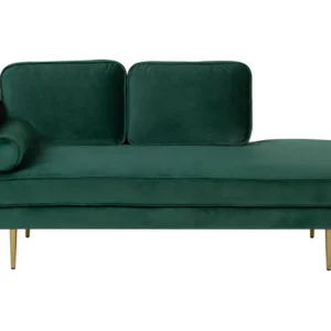 Chaise-longue à esquerda em veludo verde esmeralda MIRAMAS com 3 Portas de Correr
