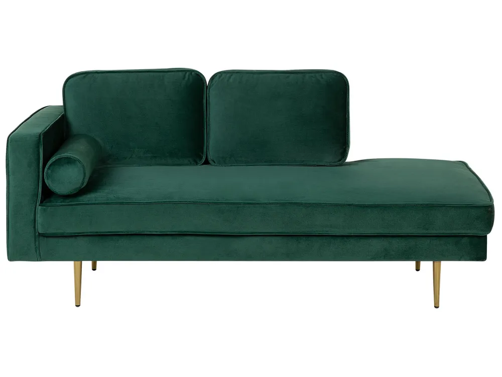 Chaise-longue à esquerda em veludo verde esmeralda MIRAMAS com 3 Portas de Correr