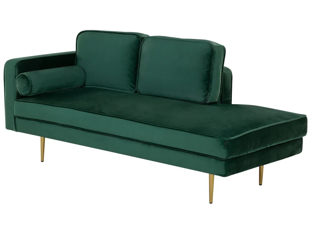 Chaise-longue à esquerda em veludo verde esmeralda MIRAMAS com 3 Portas de Correr