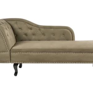 Chaise-longue à esquerda em veludo verde-oliva NIMES para Assistir TV