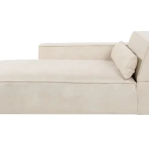 Chaise-longue em veludo creme à direita HELLNAR com Espaço para Lenha