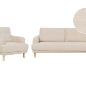 Corduroy Living Room Set Bege claro TUVE Compatível com TV de 65"