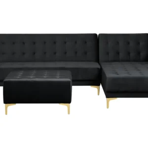 Design Premium Left Hand Velvet Corner Sofa Ottoman Onix ABERDEEN